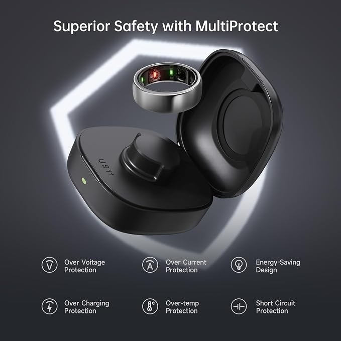 Compatible with Ou-ra Ring Gen3 - Smart Ring Wireless Charger Size 11 600mAh Portable Travel Charging Dock