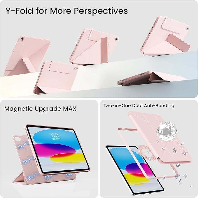 Clear Case for iPad A16 11th/10th Generation 2025/2022 Black | 360° Rotating Magnetic Detachable ipad a16 Case Clear with Pencil Holder Auto Wake/Sleep for ipad 11 inch a16 case