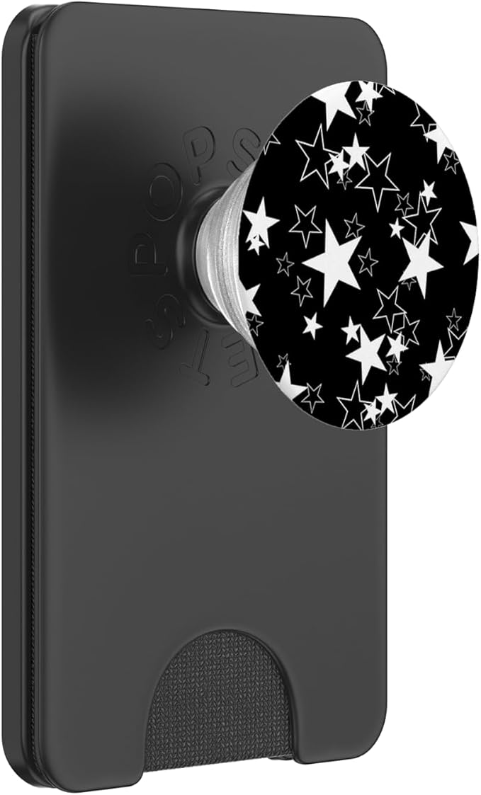 Pop Sockets Grip Stand Black Stars White PopSockets Adhesive PopGrip