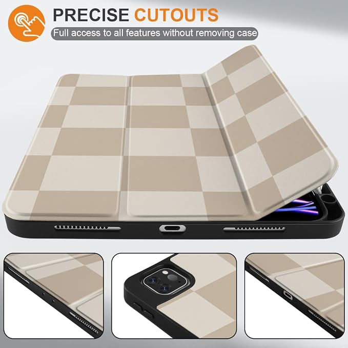 Case for iPad Pro 12.9 inch 6th Generation 2022 Built-in Pencil Holder + Trifold Stand + Auto Wake/Sleep + Protective Cover for iPad Pro 12.9 5th/4th/3rd Gen- Bear