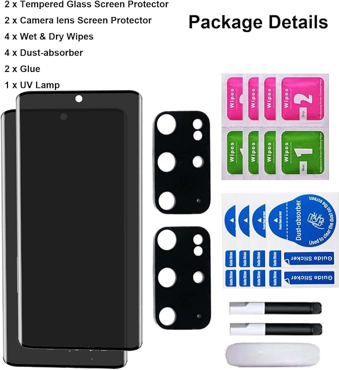 Privacy Screen Protector for Samsung Galaxy S20 Plus 5G 6.7 Inch Tempered Glass [2 Pack] with Camera Lens Protector .Anti-spyNo Bubbles9H Hardness HD Full Coverage Glass Film for Galaxy S20 Plus (B