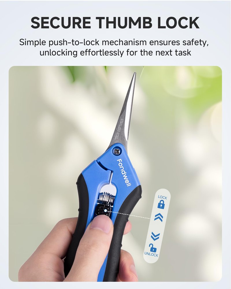 Fondwell 6.5" Pruning Shears Trimming Scissors: 2 Pack Straight & Curved Garden Snips with Micro Tip - Premium Plant Clippers for Precision Cutting