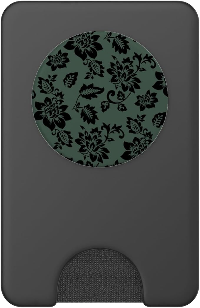 Black Hunter Green Floral PopSockets Adhesive PopGrip