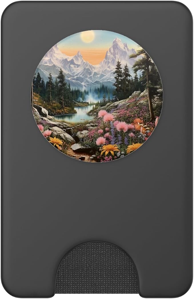 Mountains Landscape With Trees And Flowers Floral Nature PopSockets Adhesive PopGrip