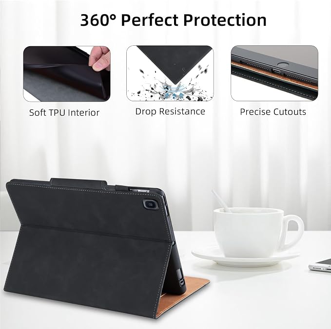 Case for Samsung Galaxy Tab A 10.1 2019 (SM-T510/T515) - Multi-Angle Viewing Stand Cover with Pocket and Magnetic Clasp PU Leather Business Folio Protective Case for Samsung T510 Black