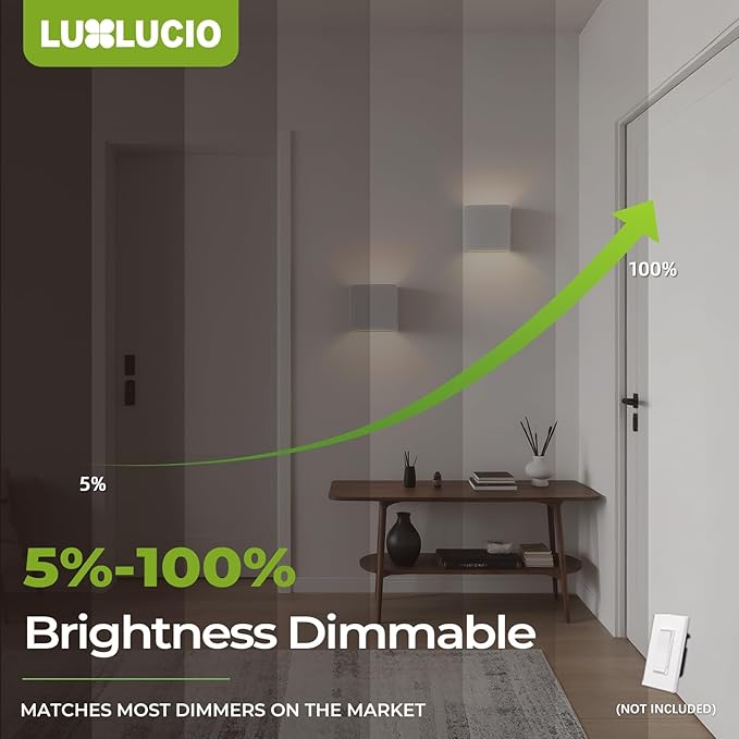 2Pack Indoor Outdoor Up and Down White LED Wall Light, Modern Porch/Bedroom Wall Lamp, IP65 Waterproof, 5%-100% Dimmable, 18W 5CCT (2700K-5000K), CRI90+, 120-277V, ETL FCC Certified