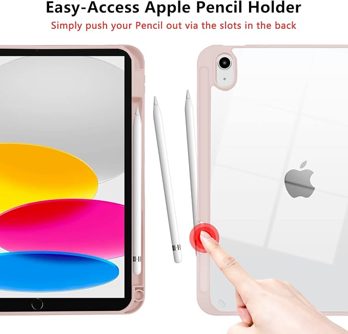 Hybrid Slim Case for iPad 11th (A16) 11-inch 2025 / iPad 10th Generation 10.9-inch 2022 - Shockproof Cover with Clear Transparent Back Shell [Pencil Holder Auto Sleep/Wake] Blue Cow
