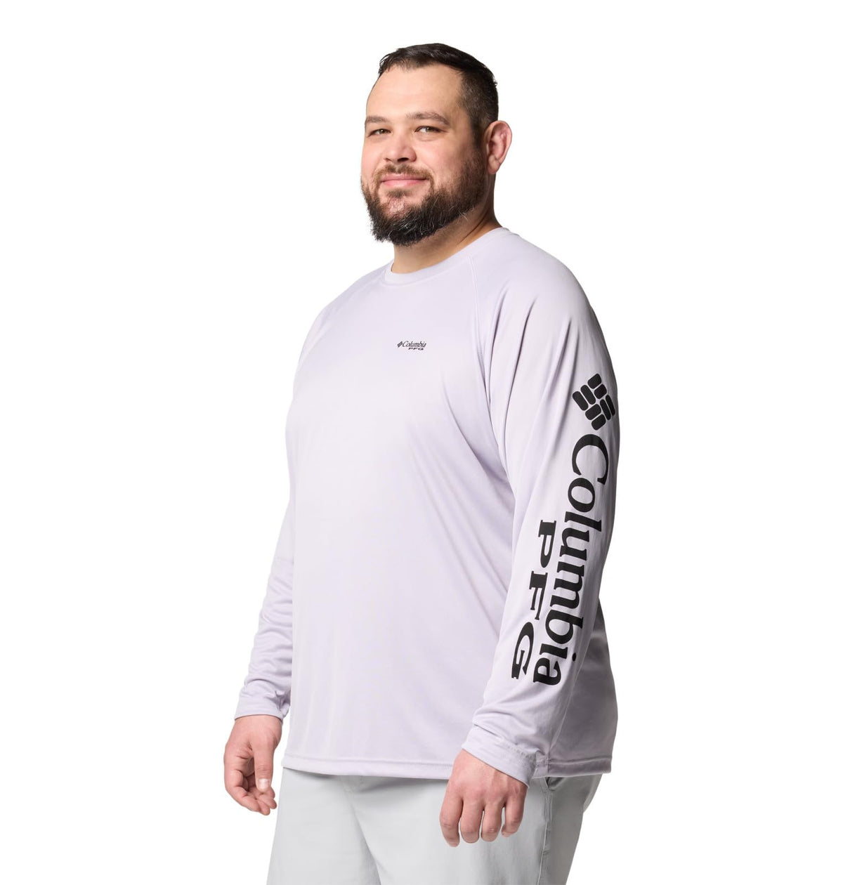Columbia Men's PFG Terminal Tackle Long Sleeve Fishing Shirt, Lavender Pearl/Black Logo, 4X