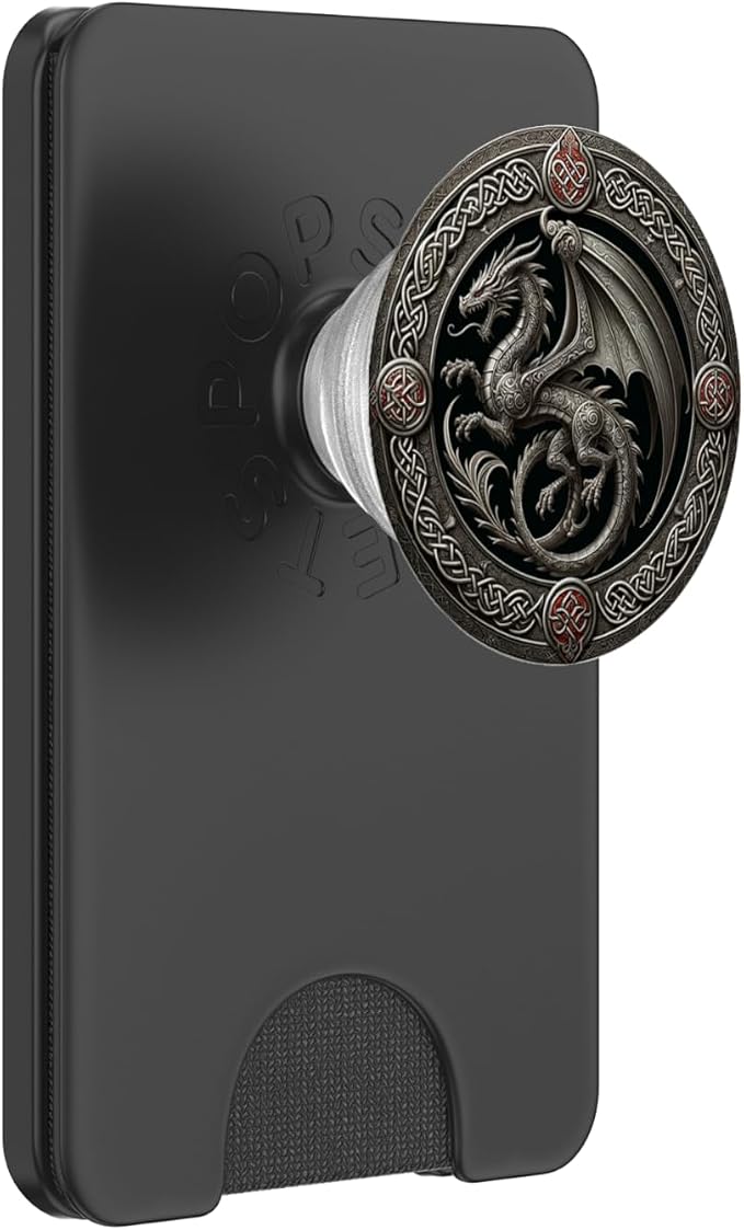 Aesthetic Viking Chinese Dragon Silver Mythical Fantasy PopSockets Adhesive PopGrip