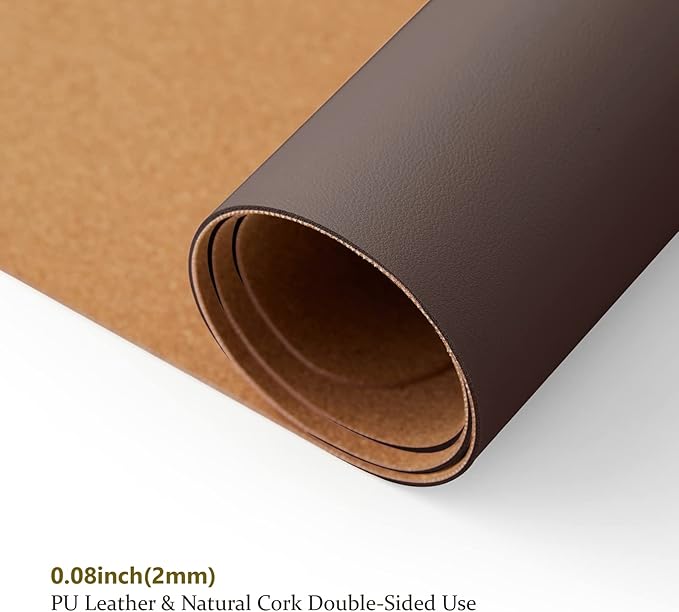 Cork Desk Mat - Dual-Sided Desk Pad for Office and Home - Desk Organization and Accessories - Ideal for Large Mouse Pad and Desk Mats on Top of Desks(Coffee,27.6"x 13.8")