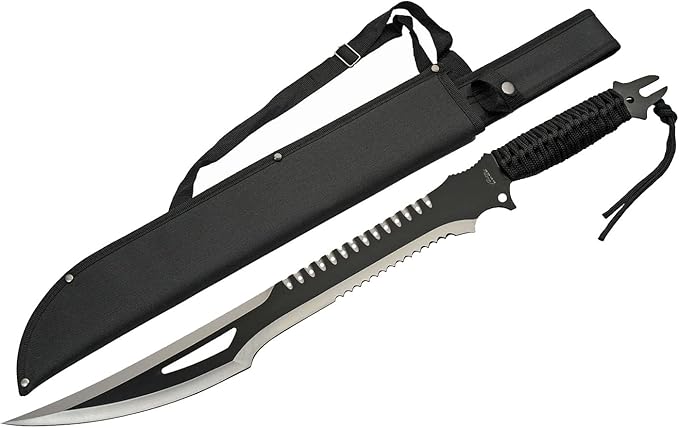 SZCO Supplies 25” Cord-Wrapped Handle Fantasy Outdoor Machete with Nylon Sheath 926956 Black