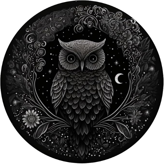 Cool Mandala Owl Illustration Unique Big Eyes Women Men Kids PopSockets Adhesive PopGrip