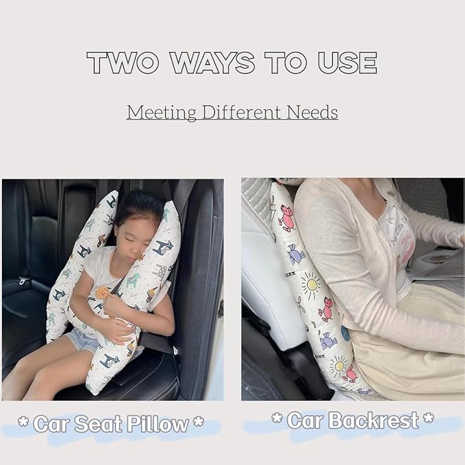 H-Shaped Car Travel Pillow for Kids & Adult-Adjustable Car Seat Pillow, Soft Ergonomic Neck Head Support Sleeping Cushion for Long Distance Travel