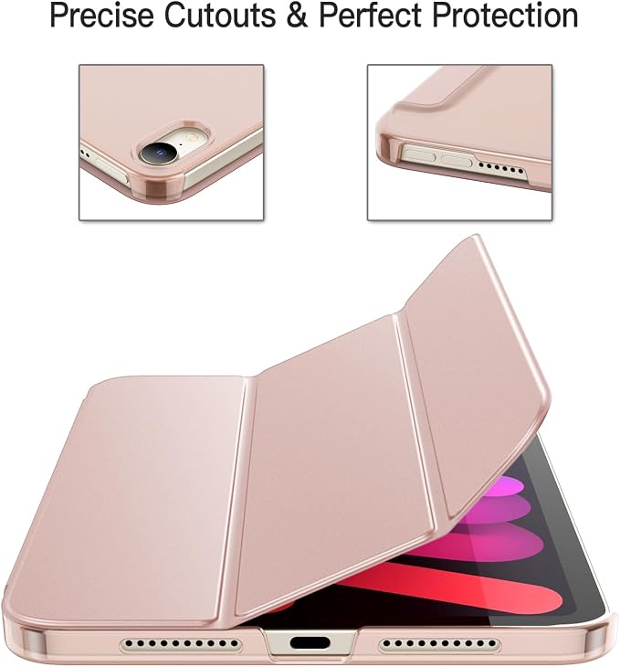JETech Case Cover for iPad mini A17 Pro/6th Gen (2024/2021) Blue | Slim Translucent Back Design Tri-Fold Stand Auto Wake/Sleep Lightweight Shockproof Protection