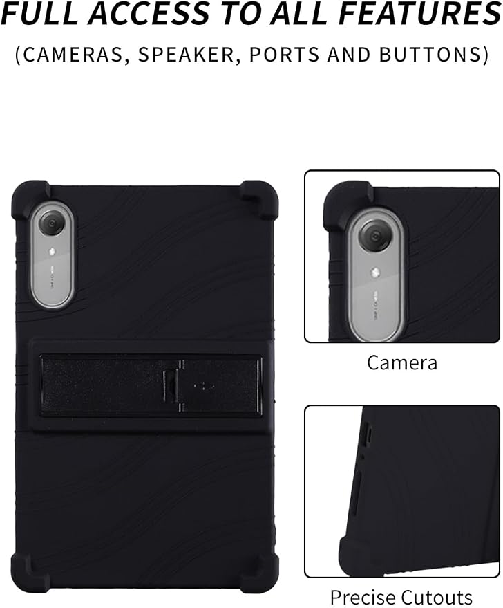 Case for Lenovo Idea Tab Pro Gen 2WUNIAK Shock Proof Lightweight Stand Rubber Shell Protective CoverKids Friendly Soft Silicone Adjustable Stand CoverBlack