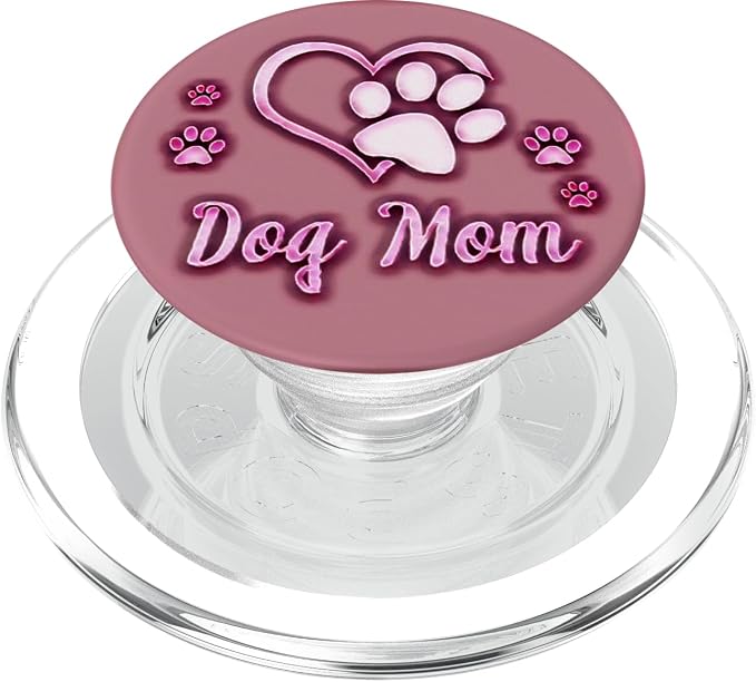 Dog Mom Gift Cute Dog Paw Print Heart Black Pink PopSockets Adhesive PopGrip