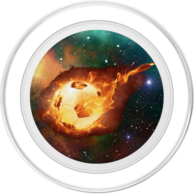 Galaxy Soccer Ball Pop Socket - Flaming Soccer Bal Futbol PopSockets Adhesive PopGrip