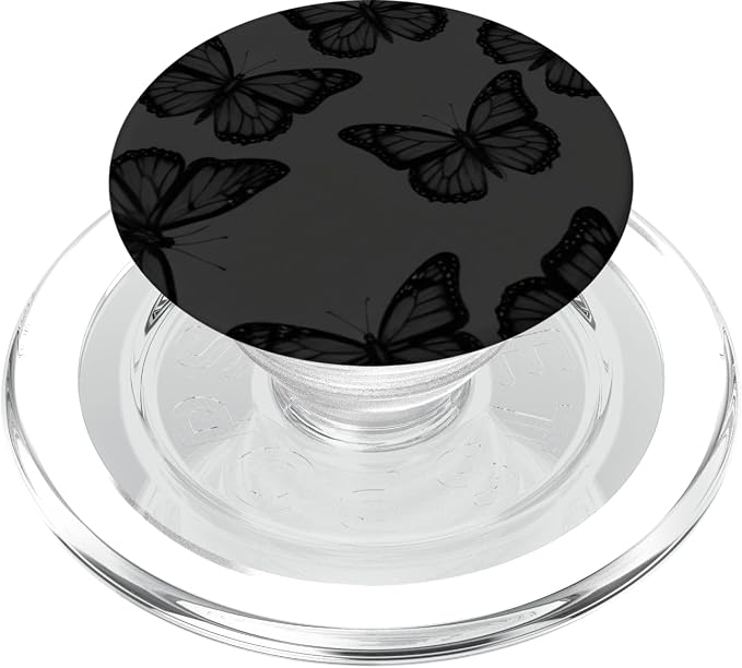 Dark Aesthetic Black Butterfly Pattern Girly PopSockets PopGrip for MagSafe