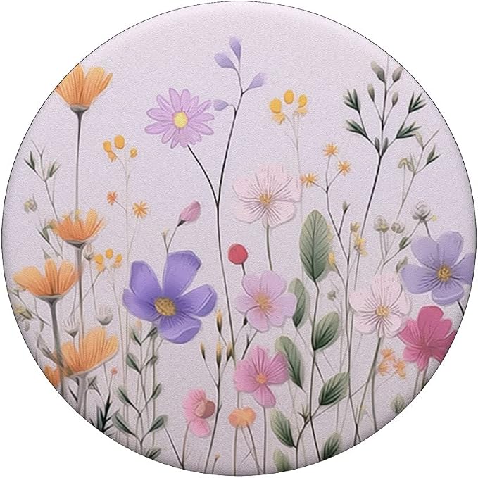 Cute Floral Pattern Flowers Bouquet Wildflowers Pastel Pink PopSockets Adhesive PopGrip