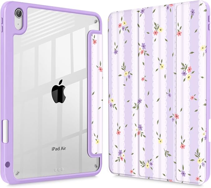 Mektron Case for 2026 iPad Air 11 inch M4 8th (M3 2025 7th /M2 2024 6th) Compatible with iPad Air 10.9 (2022 5th Gen /2020 4th Gen) Shockproof Clear Shell Blue Bows &amp Flowers