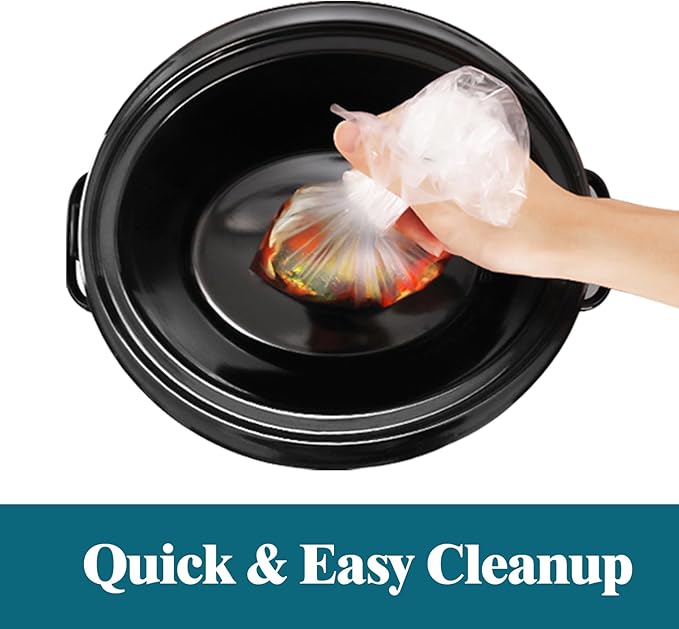 WZHSBSAQ Slow Cooker Liners, 50 Cooking Bags, Oversized Disposable Pot Liner Plastic Bags for 6QT to 10QT Slow Cookers, 14 in. x 22 in.