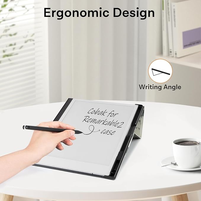 CoBak Case Compatible with Remarkable 2 Paper Tablet Black | Built-in Pen Holder Multi-Angle Foldable Stand Custom Fit for 2020 Released reMarkable 2