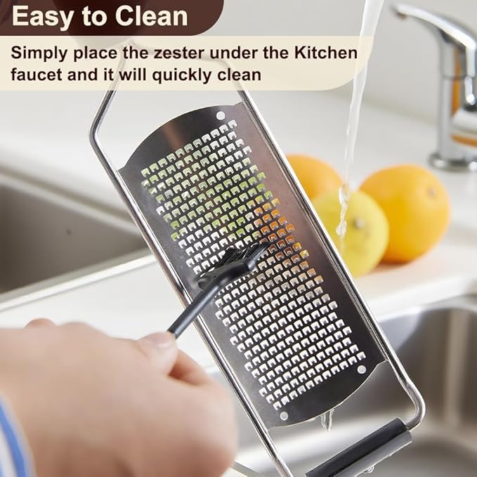 Anddgrous Upgraded Lemon Zester & Cheese Grater, Food Grade Stainless Steel None-Slip Hand Fine Grater for Garlic, Ginger, and Chocolate, Durable and Easy-To-Clean（Dishwasher Safe）
