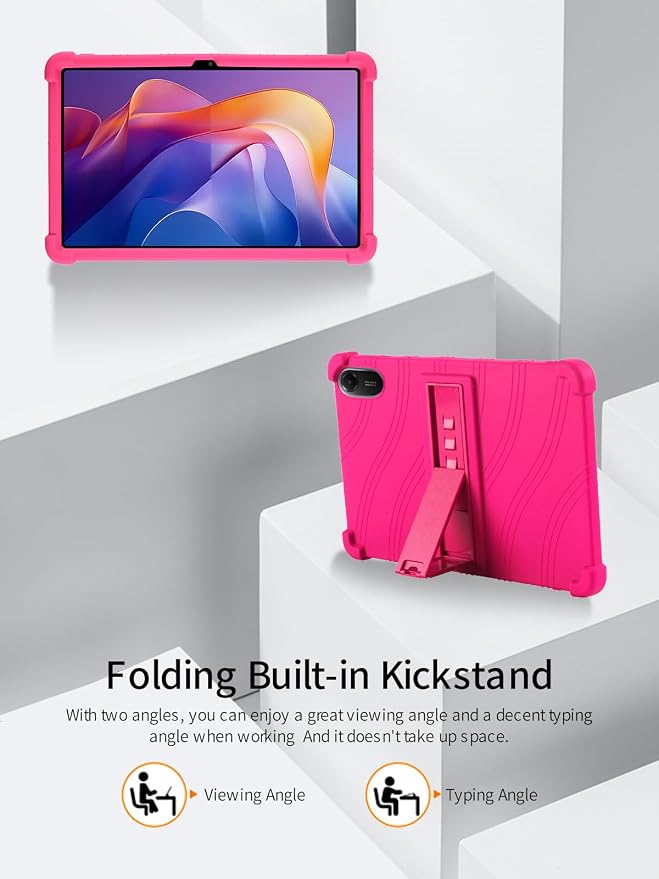 for Xiaomi Redmi Pad 2 Tablet 11 inch Tablet CaseBOVUGAC Soft Silicone Adjustable Stand Shockproof Kids Friendly for Redmi Pad 2 11 Tablet(Black)