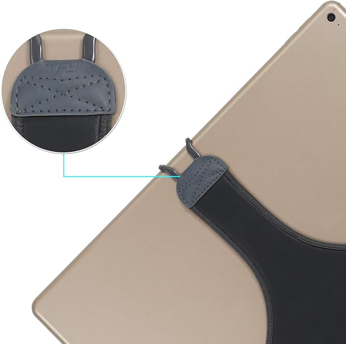 TFY Security Soft PU Hand Strap Holder for Tablets Black | Compatible with iPad pro 12.9 | Anti-drop protection | Works with/without case | Ideal for in-car use