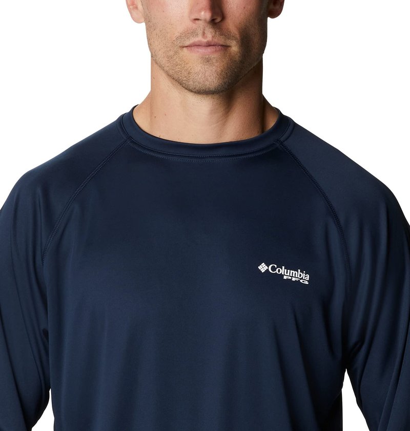 Columbia Men's Terminal Tackle Long Sleeve Fishing Shirt, Collegiate Navy/White Logo, XX-Large