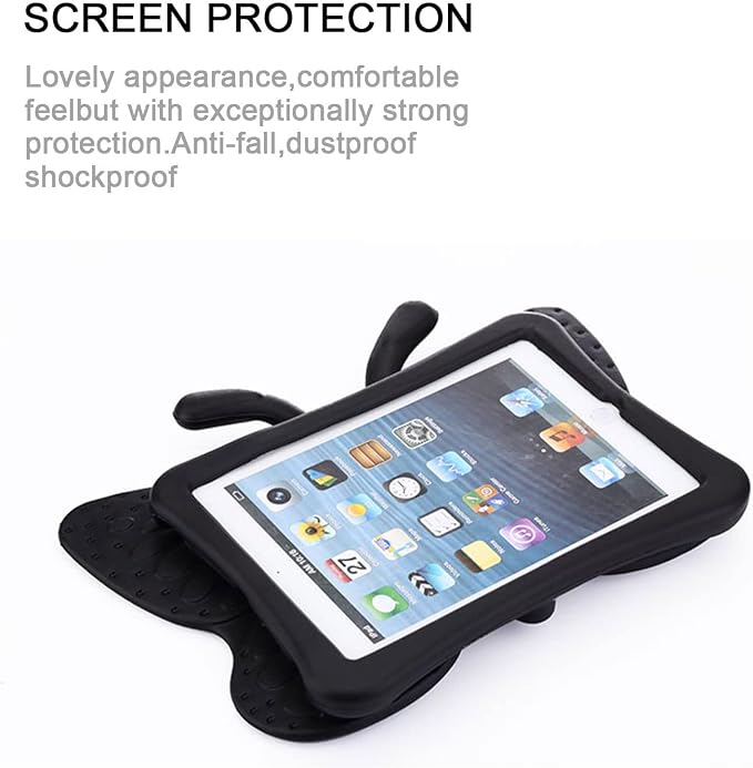 Kids Case for 7.9 iPad Mini 5/4/3/2/1 Silicone Shockproof Cover with Handle Kickstand Black