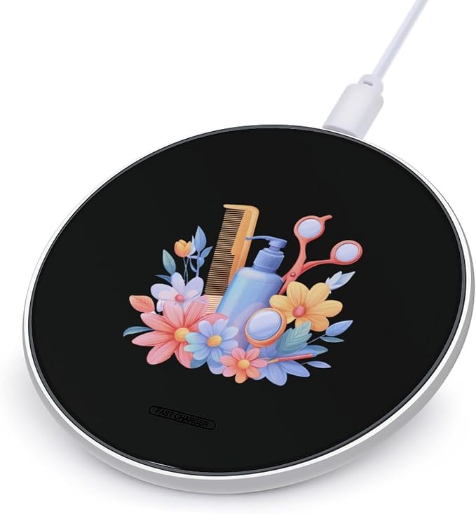 Hairstylist Hairdresser Flower Wireless Charger SlimWireless Charging Pad Anti-Slip Charger Mat for Men Women