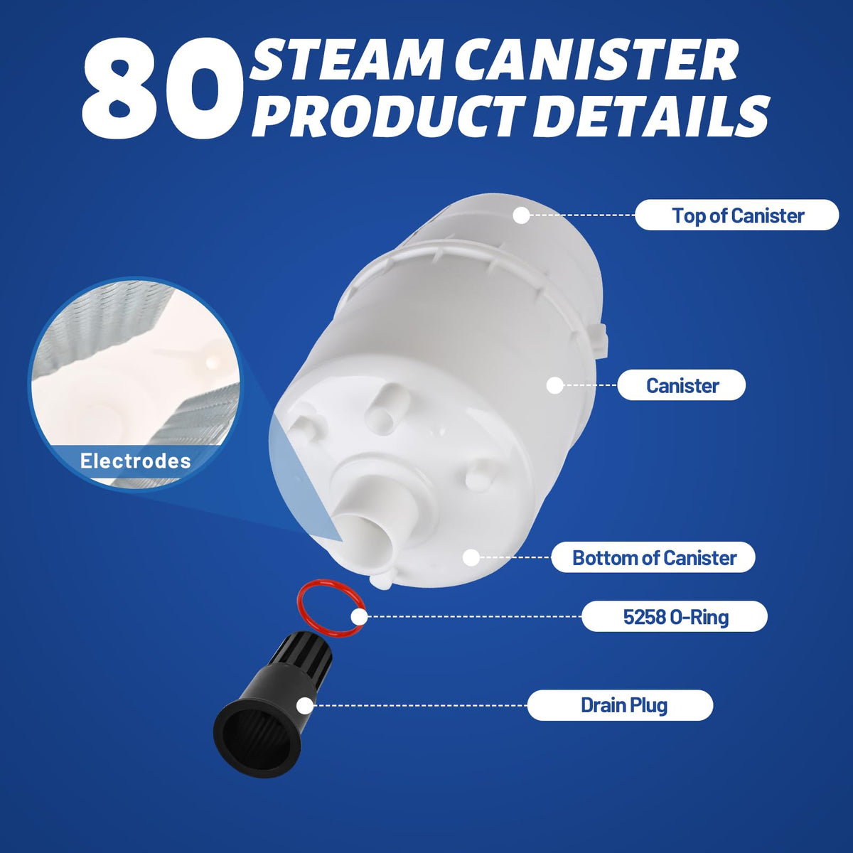 80 Canister Substitute for Aprilaire 800 Replacement Canister OEM, 80 Steam Canister Replacement for Aprilaire 800 Canister, 80 Canister for Aprilaire 800 801 865 866 Whole House Humidifiers 2 Pack