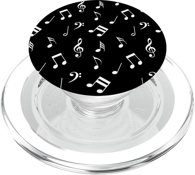 Music Notes White Black Background Musical Instrument PopSockets Adhesive PopGrip