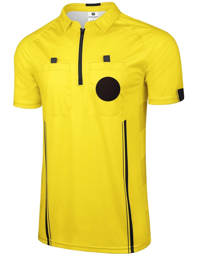 FitsT4 Sports Pro Soccer Referee Jersey Short Sleeve Ref Shirts Yellow 3X-Large