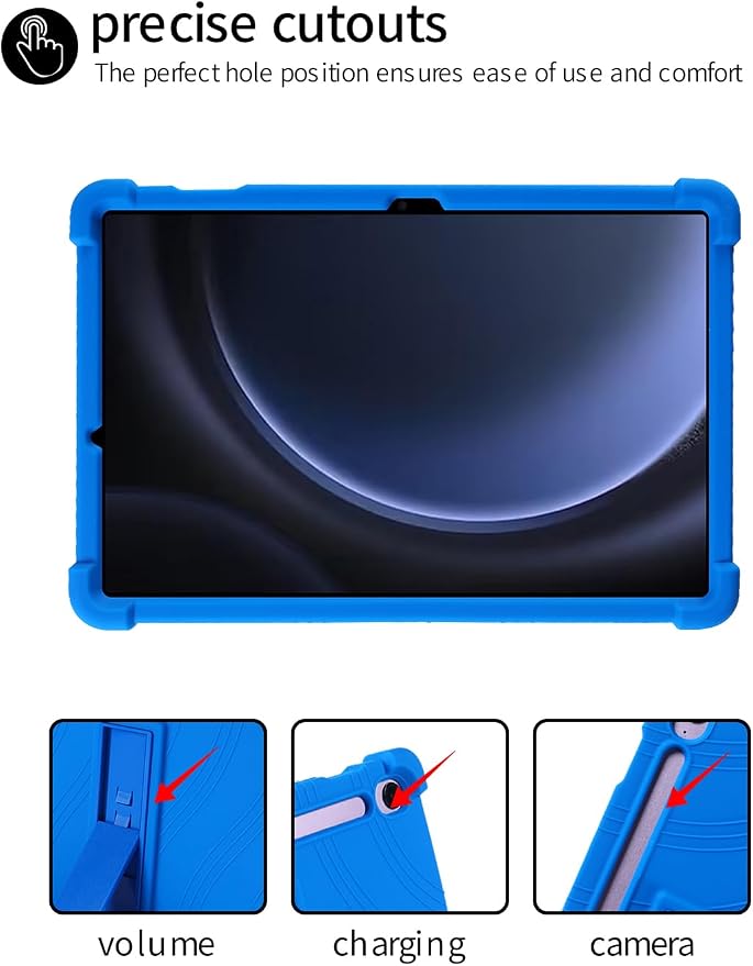 for Samsung Galaxy Tab S10 FE 11 Inch Tablets CaseBOVUGAC Soft Silicone Adjustable Stand Shockproof Kids Friendly for 10 Inch Tablets(Black)