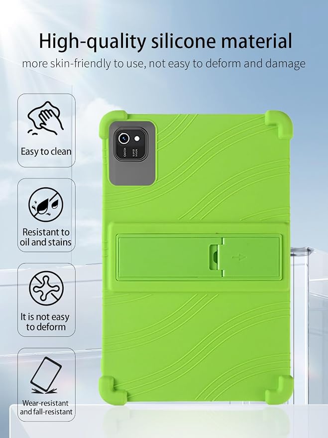 for kelankeke K10 Android 10-Inch TabletUYRUREL Skin-Friendly Soft Silicone Protective CaseFull Protection Against Drops and Scratcheswith Adjustable Viewing StandBlack.
