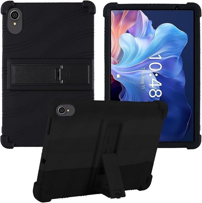for ApoloSign EP103A 10.1 Tablet CaseBOVUGAC Soft Silicone Case Adjustable Stand Shockproof Kids Friendly (Black)