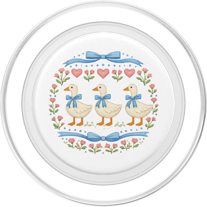 Vintage Geese with Bows Flowers and Hearts 80's Style Goose PopSockets PopGrip for MagSafe