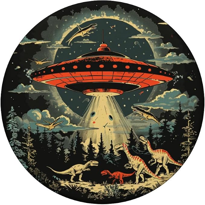 Alien Lover Flying Saucer UFO Abduction Dinosaur PopSockets Adhesive PopGrip