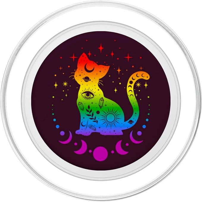 Rainbow Astrology Cat LGBT Gay Pride Flag PopSockets Adhesive PopGrip