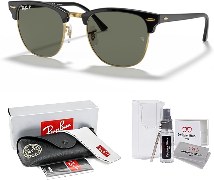 Ray-Ban RB3016 CLUBMASTER Sunglasses For Men For Women +BUNDLE with ACCESSORY EYEWEAR KIT