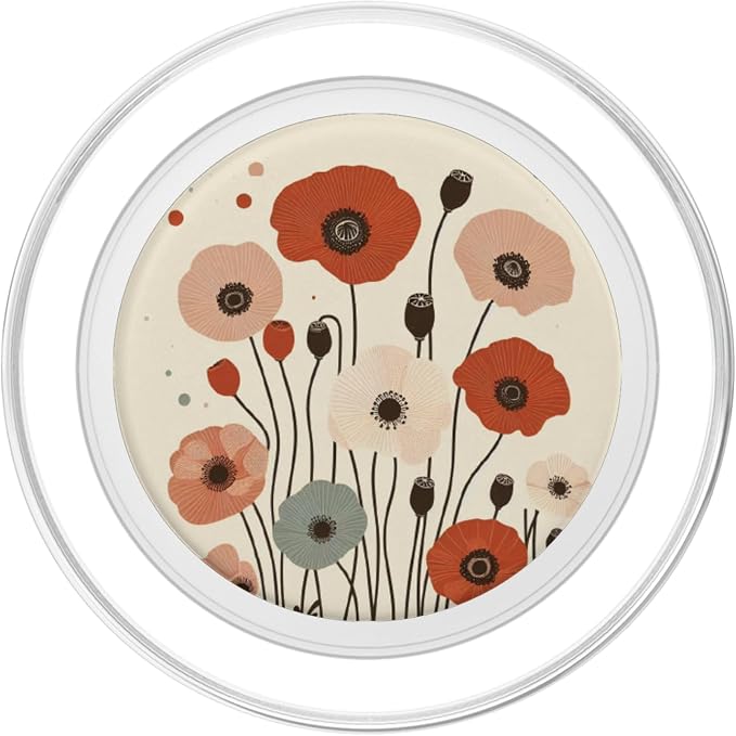 retro vintag minimal poppy flower boho floral cute aesthetic PopSockets MagSafe PopGrip for iPhone
