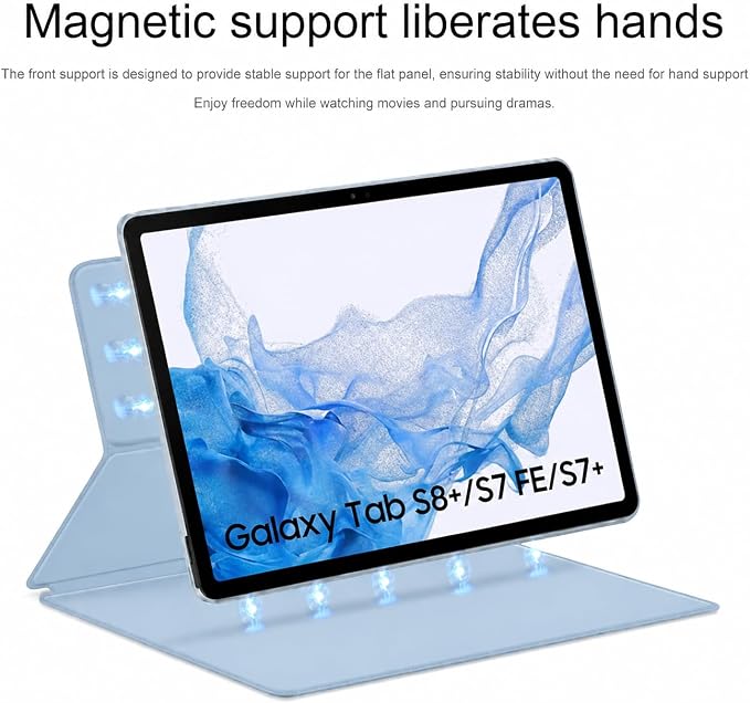 Magnetic Case for Galaxy Tab S8 Plus 12.4 inch 2022/Galaxy Tab S7 FE 2021/Galaxy Tab S7 Plus 2020 with Pen Holder Lightweight and Slim Magnetic Stand Case with Auto Sleep/Wake Black