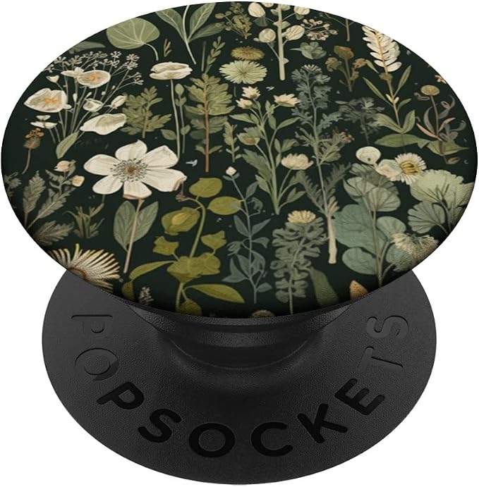 Olive Green Boho Botanical Wildflowers PopSockets Adhesive PopGrip