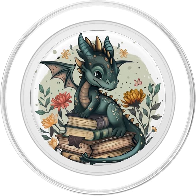 Book Lover Dragon Bookworm Reading Librarian PopSockets Adhesive PopGrip