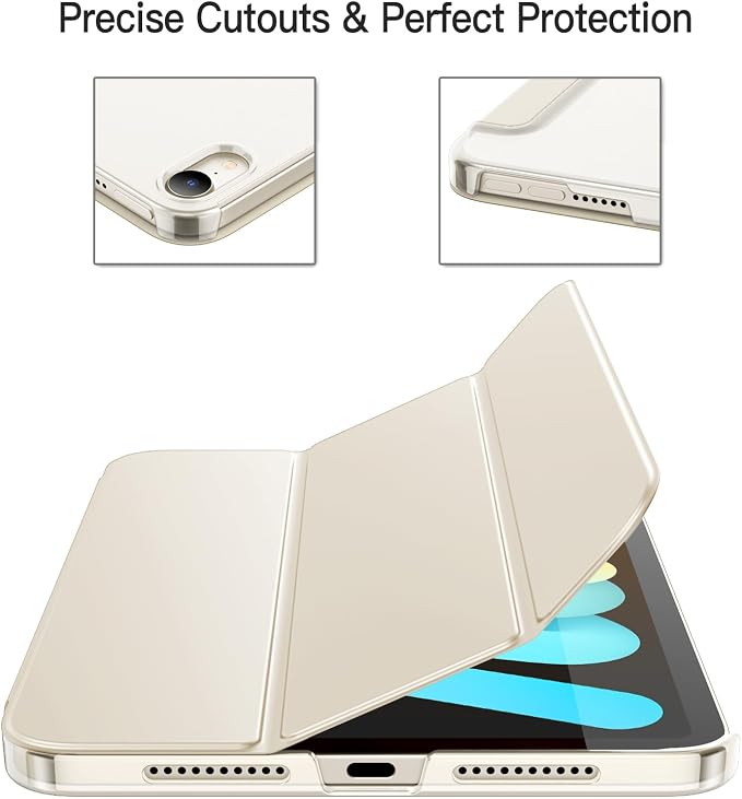 JETech Case Cover for iPad mini A17 Pro/6th Gen (2024/2021) Blue | Slim Translucent Back Design Tri-Fold Stand Auto Wake/Sleep Lightweight Shockproof Protection