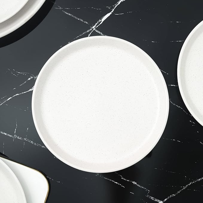 Stone Lain Stoneware Dish Set, 4 Dinner Plates, Albie - Speckled White
