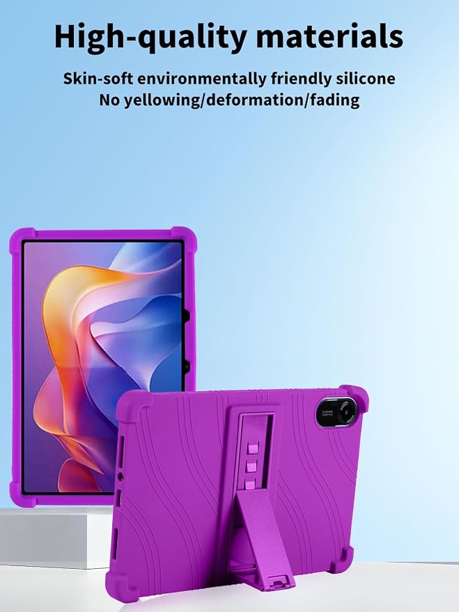 Case for Xiaomi Redmi Pad 2 Tablet 11inchNOUKAJU Tablet Protection CaseAdjustable BracketSoft SiliconeSilicone Protection Cover for Redmi Pad 2(Black)