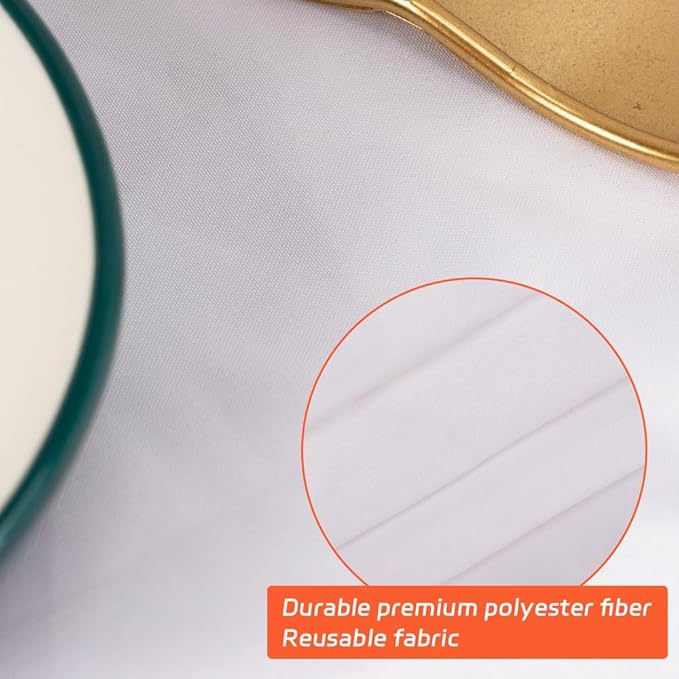 Cuckan 120 Inch Round Tablecloth, 6 Pack White Stain Resistant and Wrinkle-Free Polyester Table Cover for Wedding, Banquet, Party, Restaurant– [White], [6-Pack]